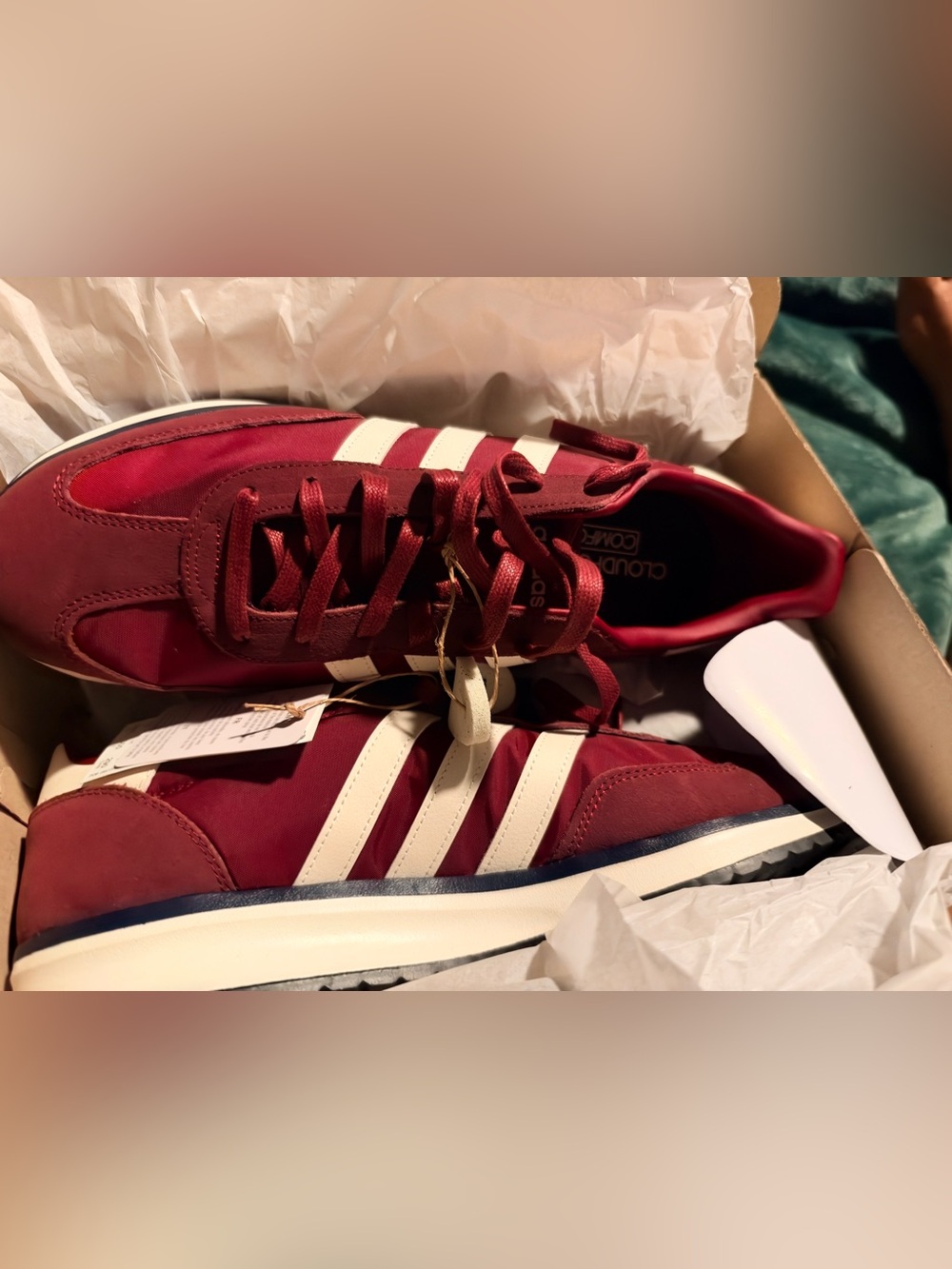 Adidas Men’s Run 70’s 2.0 Sneaker in Burgundy and White